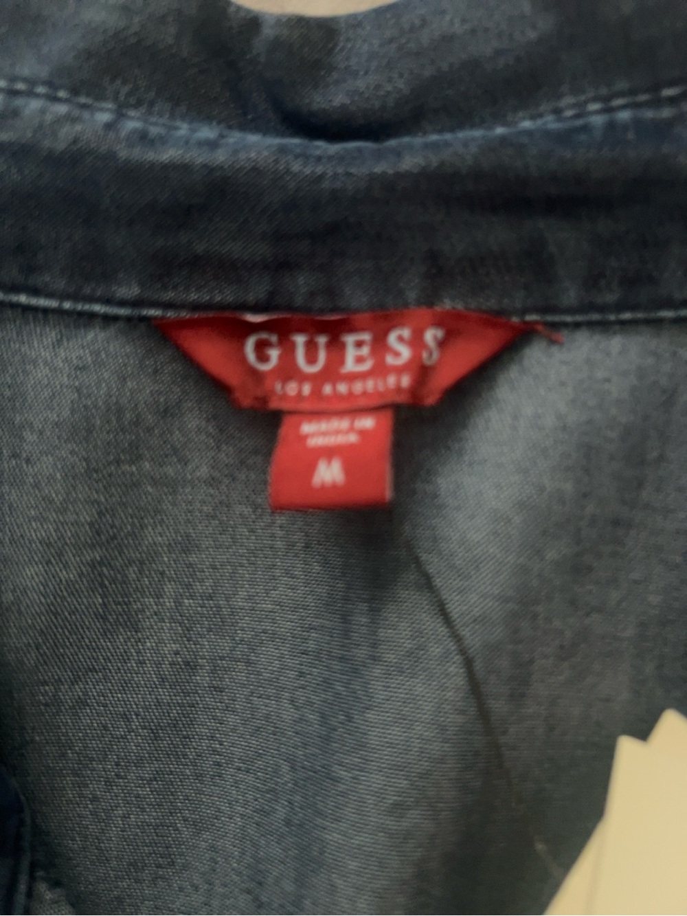 GUESS Navy Blue Denim Shirt Dress with Drawstring - Picture 4 of 5